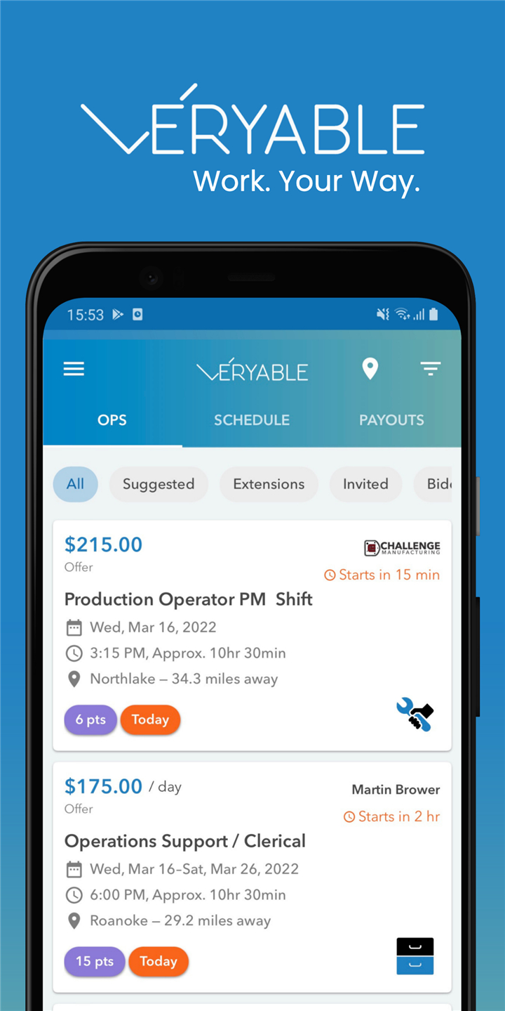 Veryable: Work. Next Day Pay screenshot1