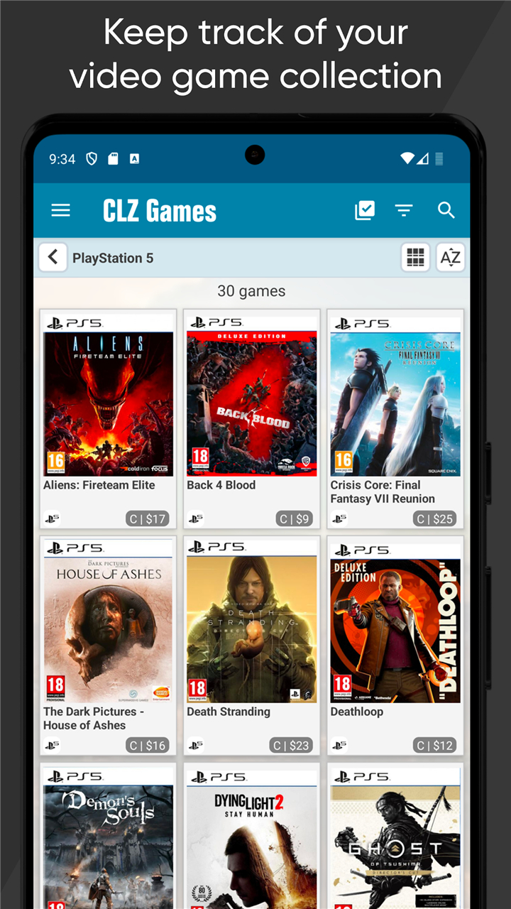 CLZ Games: video game database screenshot1