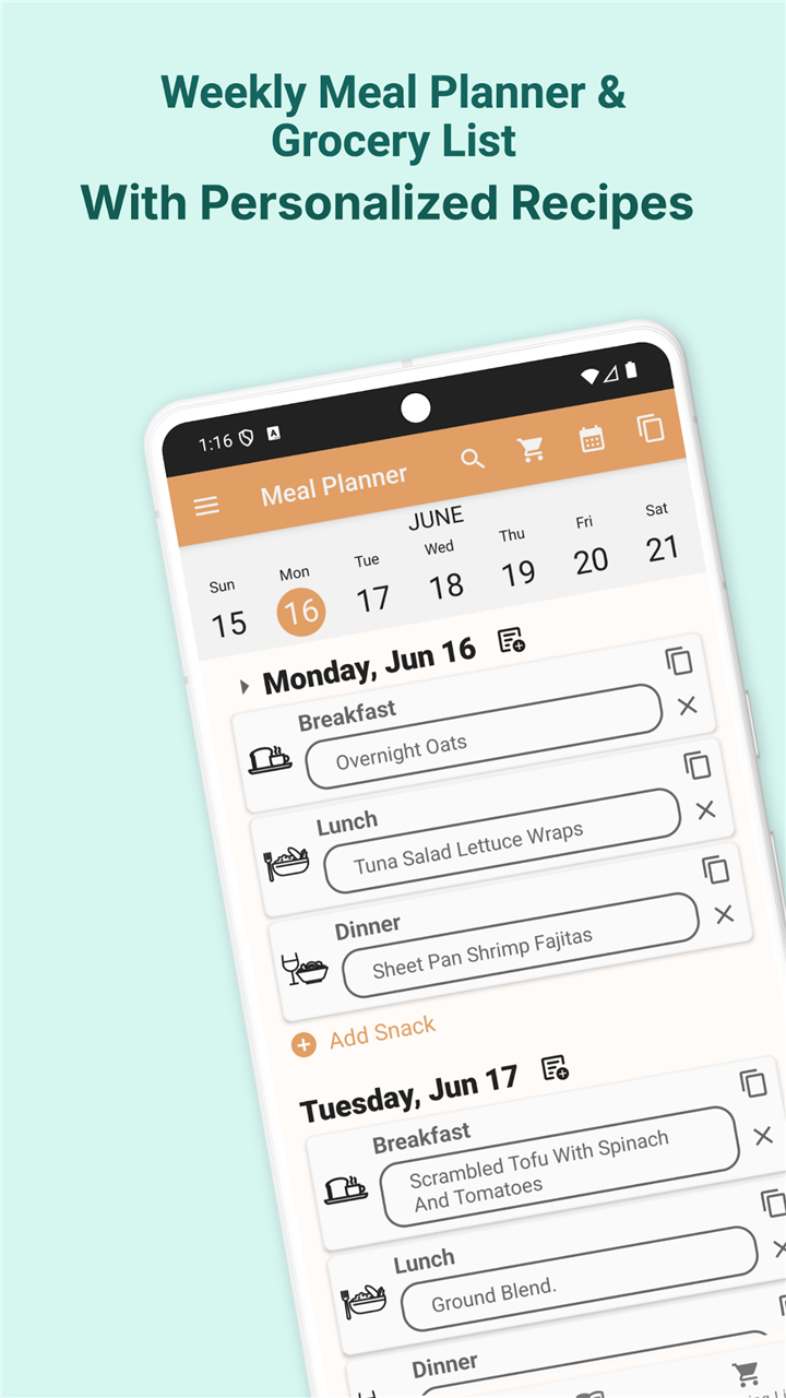 Meal Planner-Plan Weekly Meals screenshot1