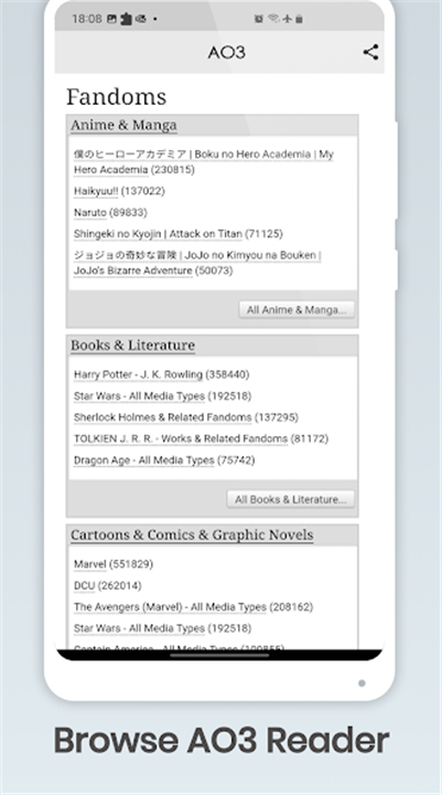 Archive Reader AO3 App screenshot2