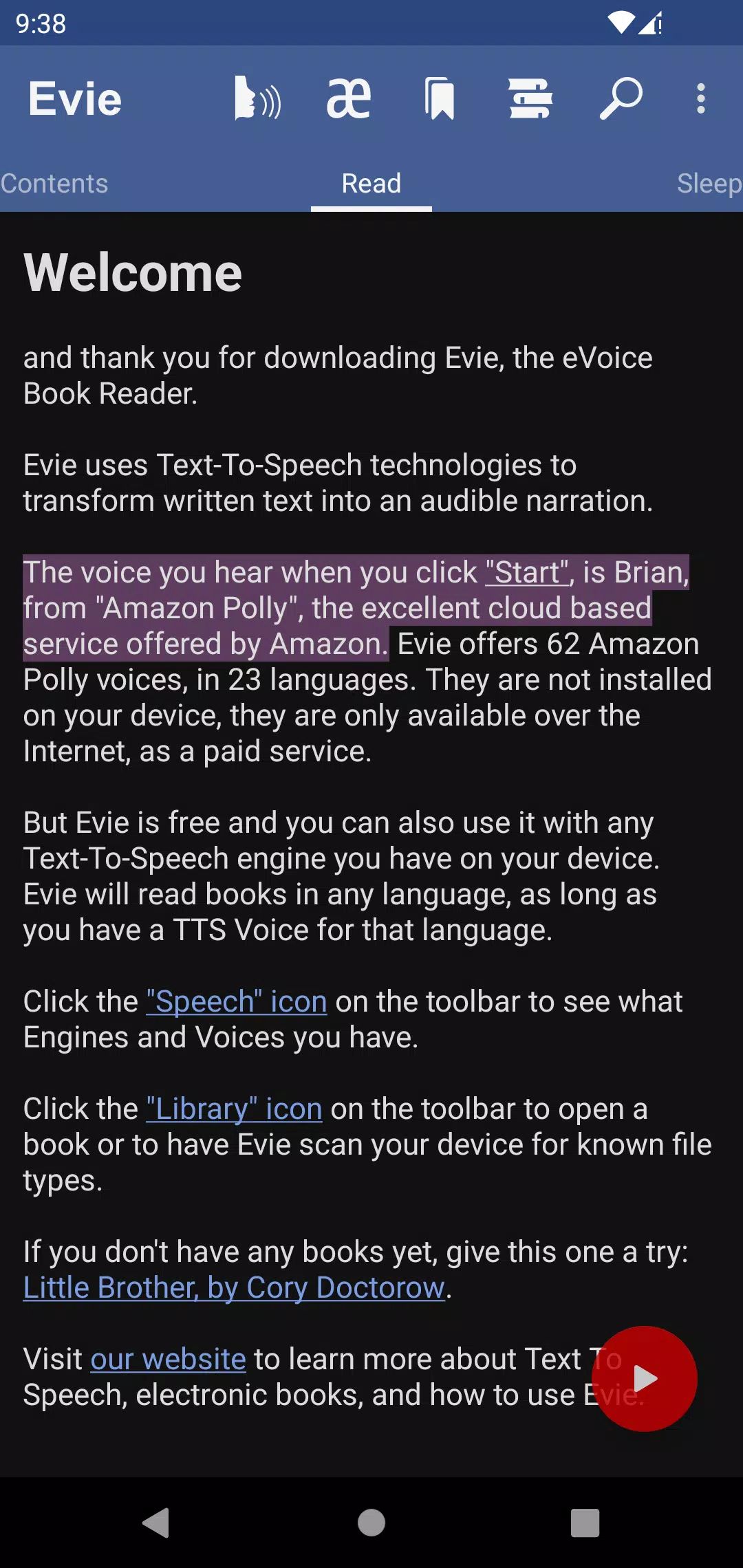 Evie - The eVoice book reader screenshot1