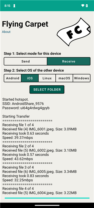 Flying Carpet File Transfer screenshot1