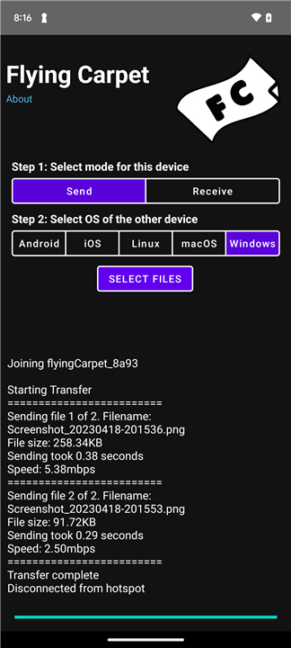 Flying Carpet File Transfer screenshot2