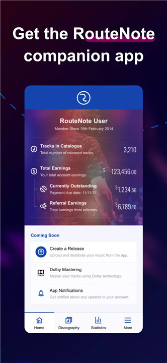 RouteNote screenshot1