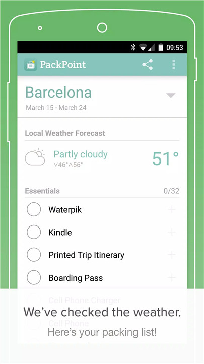 PackPoint travel packing list screenshot3