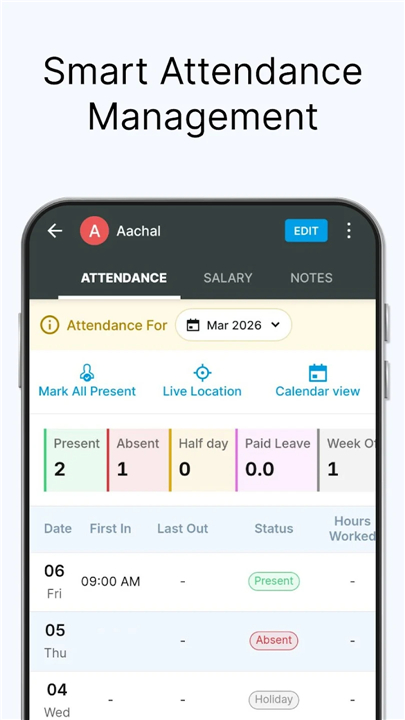 Staff Attendance & Payroll App screenshot1