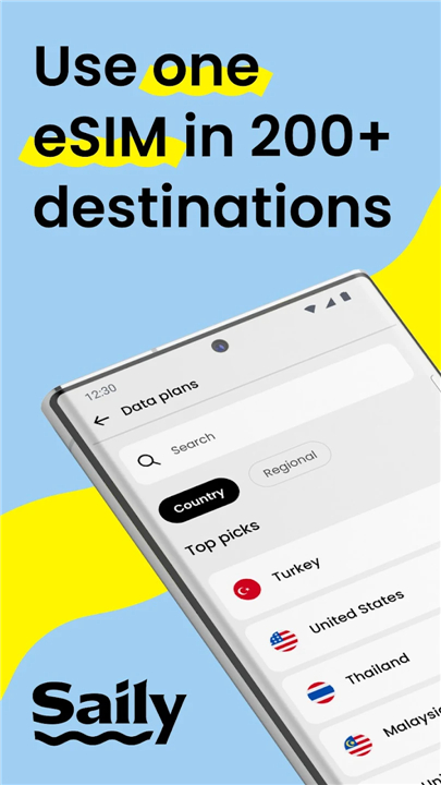 Saily: eSIM + phone number screenshot1