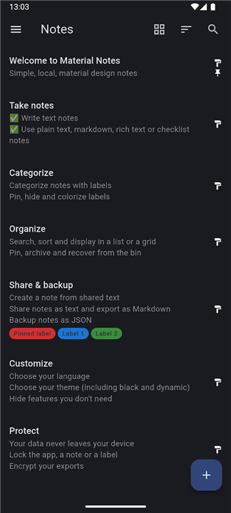 Material Notes screenshot1