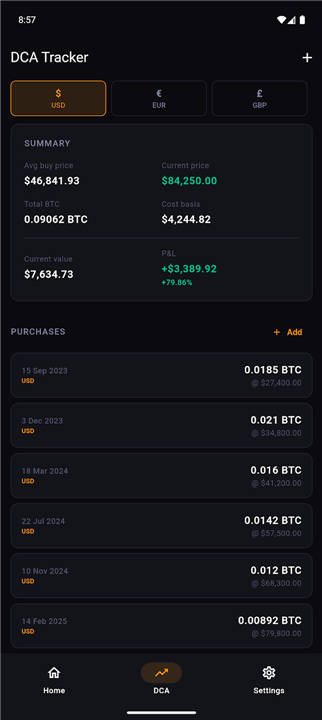 Bag: Bitcoin Portfolio Monitor screenshot2