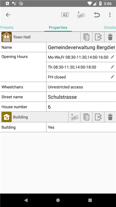 Vespucci - an OSM Editor screenshot3