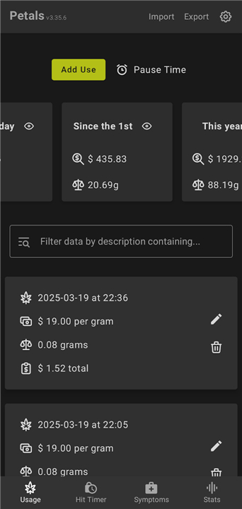 Petals: Cannabis Use Tracker screenshot2
