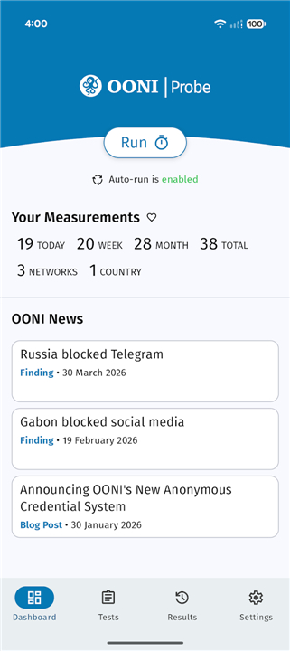OONI Probe screenshot1
