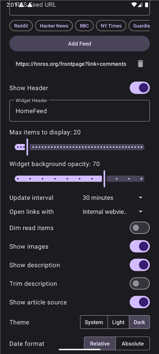 HomeFeed - RSS Widget screenshot1
