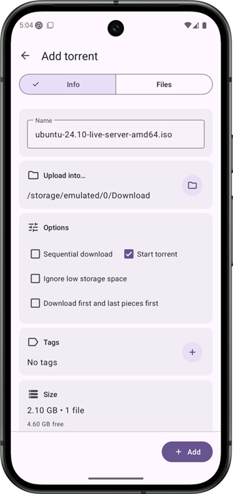 LibreTorrent screenshot4