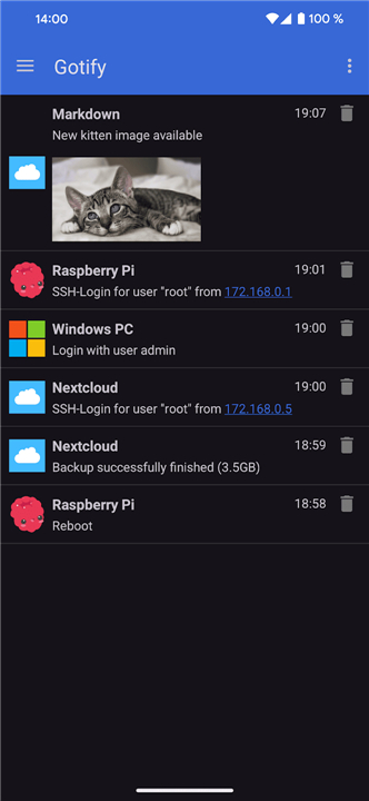 Gotify screenshot1