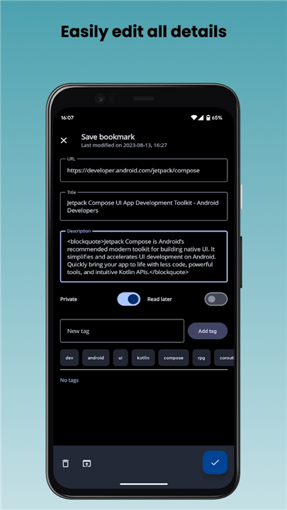 Pinkt for Bookmarking screenshot3