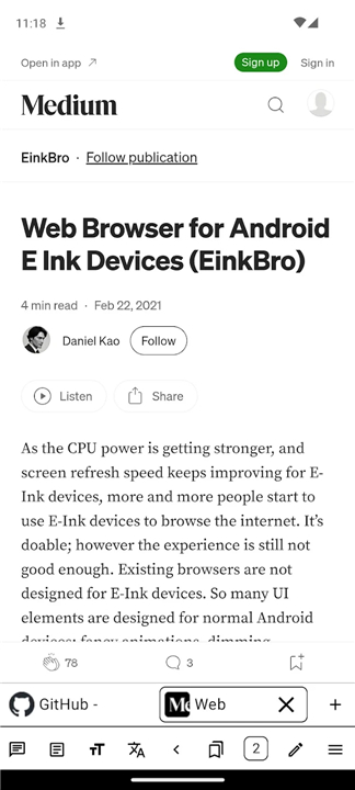 EinkBro screenshot1