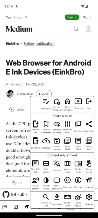 EinkBro screenshot2