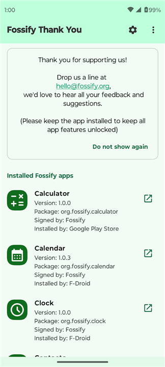 Fossify Thank You screenshot1