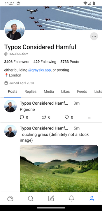 Graysky, a Bluesky client screenshot2