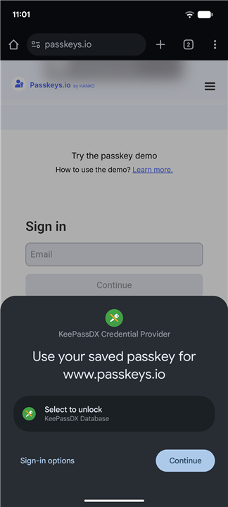KeePassDX Passkey Vault screenshot1